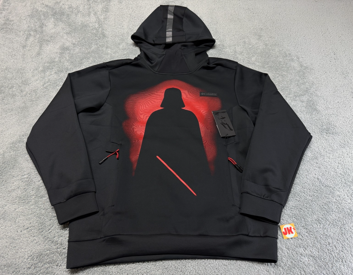 NEW Star Wars Columbia Hoodie Adult Large Black Darth Vader Red