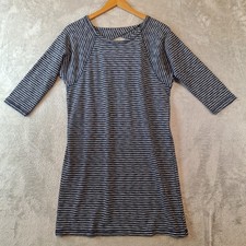 T by Talbots Dress Womens Small Petite PS Black White Striped Knit Open Back