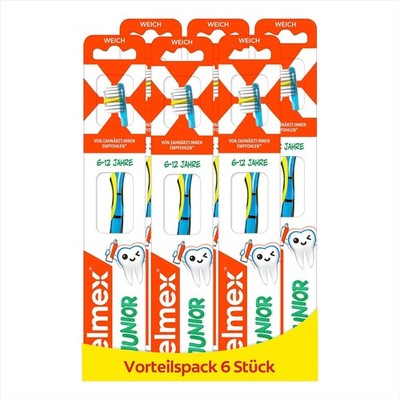 elmex Zahnbürste Junior 6 - 12 Jahre, 6 stück (1er Pack), Verschiedene Farben 