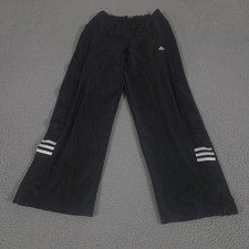 VINTAGE Adidas Pants Mens M Black Wide Leg Tearaway Basketball Track Y2K 00s