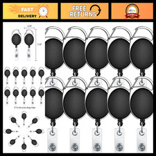 10pcs Retractable ID Badge Holders with Carabiner Clip - Badge Reels for Easy Ac