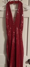 Women’s Bardot Red Sequin Halter Dress NWT Size Large