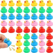 50 Pcs Rubber Ducks Bath Toy, Multicolor Mini Duck Bulk Float Duck...