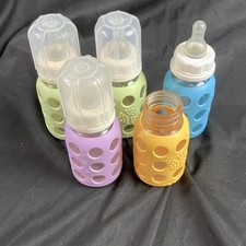 Lifefactory Glass Baby Bottle Set 5 120ml Multicolor Silicone Sleeves Slow Flow