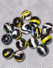 Vacor Marble Lot Rumba Iridized Base Yellow White Swirls Players 19/32" - 5/8"