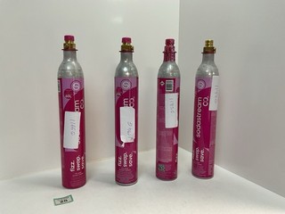4 X SODASTREAM CO2 GAS CYLINDER REFILL ALL PART USED WEIGHTS OF EACH LABELLED