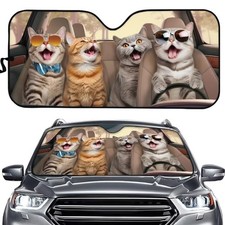 Biyejit Cats Driving Windshield Sun Shade Foldable Car Front Window Covers Car