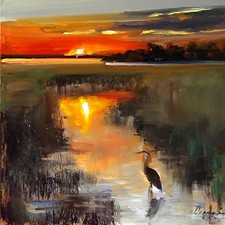 LANDSCAPE Oil painting contemporary 8x8 UKRAINE