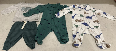 Carter's Newborn Dinosaur Footed Zip Sleepers 3-Piece Cotton Jersey Set