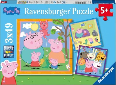 Peppa Pig Puzzle 3 x 49 Teile Peppa, George und Familie Puzzle Set