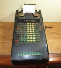 Antique Victor Adding Machine Calculator Tool Printing Hand Crank 1920's