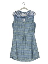 Gap Size Large Women's Blue Green White Boho Print Sleeveless Tie Waist Dress