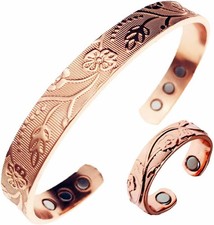 Women Bracelet Magnetic Therapy Arthritis Pain Relief Pure Solid Copper Bangle