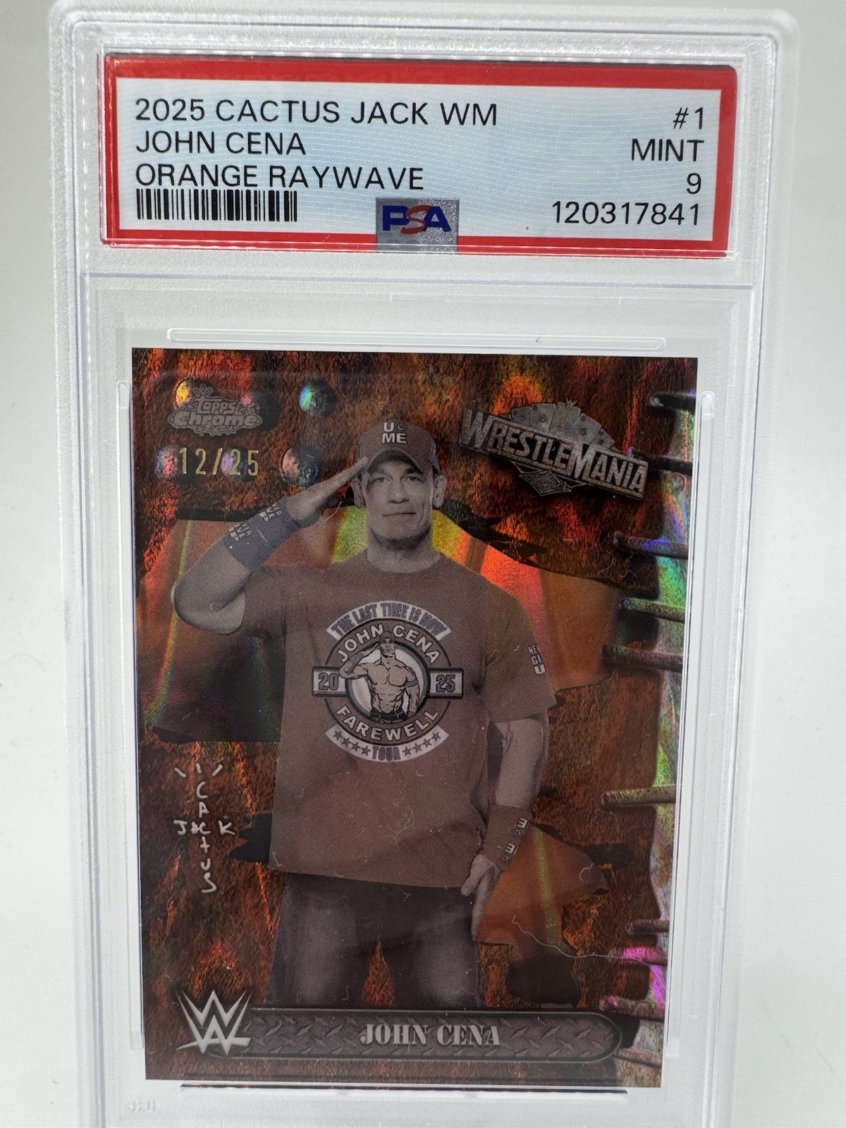 2025 John Cena Cactus Jack Orange Wave /25 PSA 9 Mint view 1