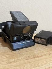 Polaroid Sonar One Step Sx-70 SE Land Camera Blue Button UNTESTED Flash/Bracket