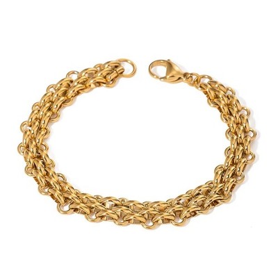 Damen Armband Gold 750 vergoldet 18 Karat Edelstahl 316L WASSERFEST B548D