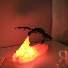 3D Printed Dragon LED Night Light USB Rechargeable Desktop Lamp Gaming Room Deco
