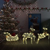 Weihnachtsdeko Rentier & Schlitten 60 Leds Outdoor Golden
