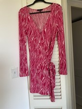 Express Pink White Zebra Y2K Print  True Wrap Tie Dress Womens Sz Small M