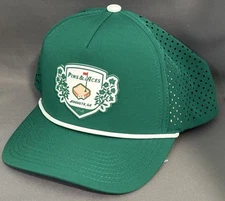 Pins & Aces Limited Edition Pimento Crest Perf Rope Snapback Golf Hat Green NEW