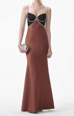 Self-Portrait Women's Satin Diamante Gown Size 6