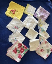 Vintage Ladies Hankies Lot Of 12 Floral Multicolor Embroidery