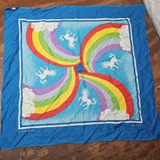 Vintage 1980s Unicorn Rainbow Bandana 100% Cotton USA Made Scarf Handkerchief