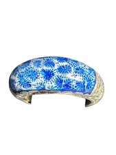Vintage Sterling Silver 925 Blue Patterned Inlay Band Ring Size 7 Artisan
