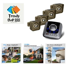 Solar Driveway Alarm Wireless Outside 1/2 Mile Long Range, 3 Sensitivity & We...