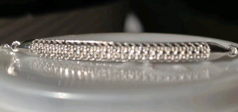 Diamond Accent Bracelet Platinum Over Sterling 9.5" Adjustable Slide - Image 4 of 4