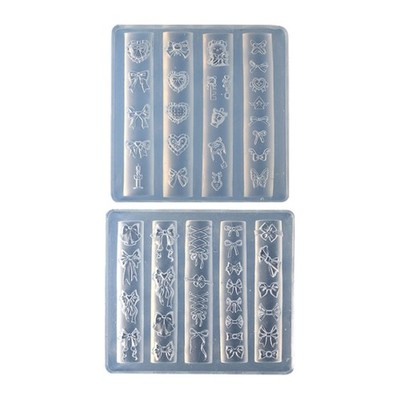 2 Pack Art Accessories Molds Bowknot Theme Nail Designing Moulds for Crafting