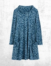 Women’s Seasalt Jersey Dress Oak Long Sleeve Cotton Soft Sea Floral Gaze Teal