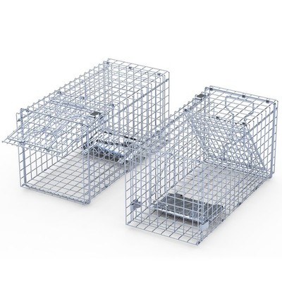 2Pcs 18in Humane Single Door Cage Live Animal Trap Garden Yard Animal Cage Catch