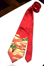 Neck Tie VTG Wembley 50s 60s Santa in Snow Scene Pure Silk Neck Tie 56" x 3.75"