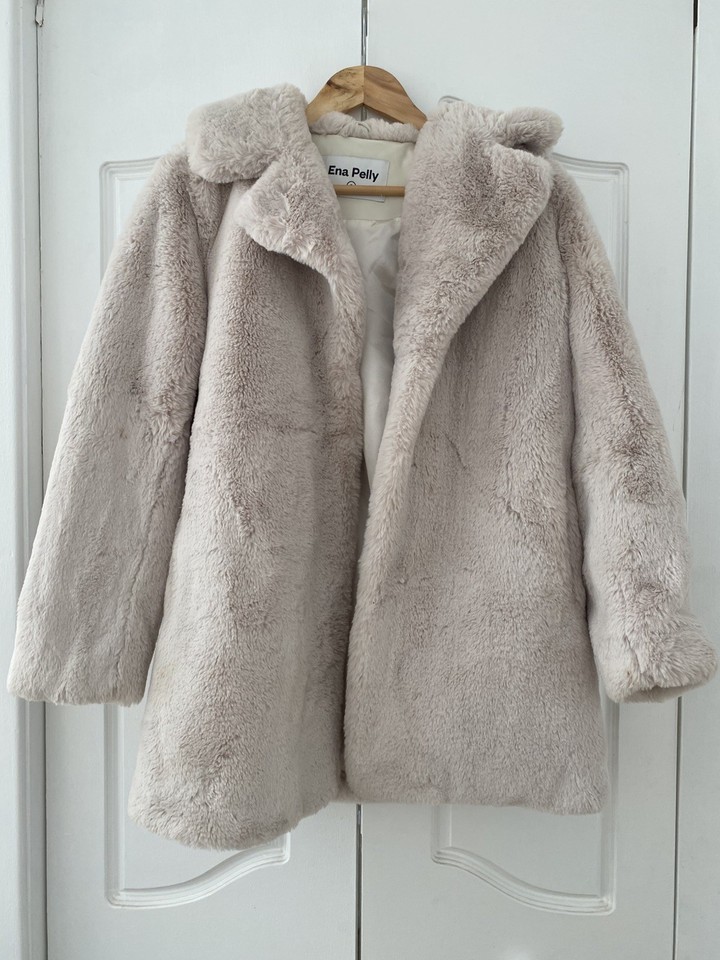 ENA PELLY faux fur coat, size 6