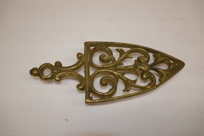 Antique Vintage Small Footed Solid Brass Scroll  Work Sad Iron Trivet  Sad  Iron