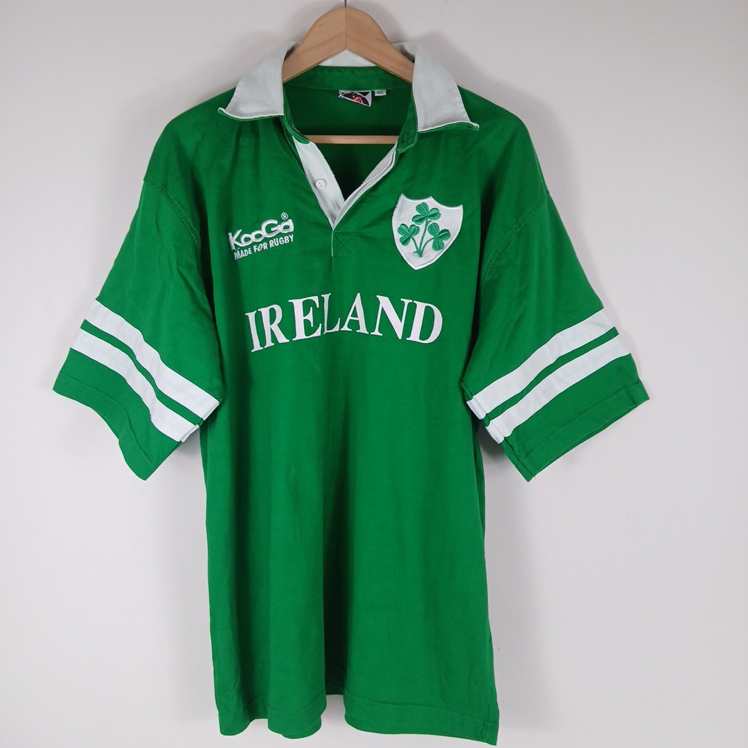 Vintage Y2K KooGa MENS Ireland National Team Rugby Jersey size XL Green