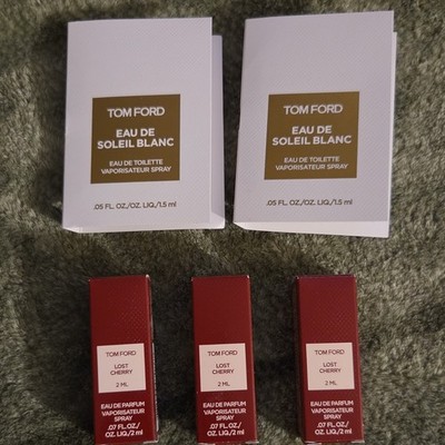 Tom Ford Eau de Soleil Blanc 1.5ml & Lost Cherry 2ml Sample Spray Lot