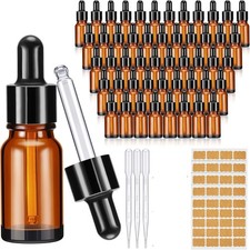 100-Pack Essential Oil Dropper Tincture Amber Glass Bottles 10ml with labels