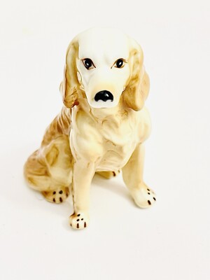 Vintage Bone China Yellow Retriever Spaniel Dog Figurine 3'' tall