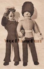 Knitting Pattern  Vintage 1940s Toy Army Soldier Guard & Navy Sailor Dolls.