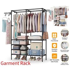 Schwarz/Weiß Kleiderständer Garderobenständer Kleiderstange Mit Ablagen Metall