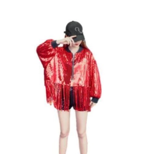 Womens Glitter Fashion Sequin Fringe Tassel Long Sleeves Jacket Coat Outwear NEW - Bild 14 von 18