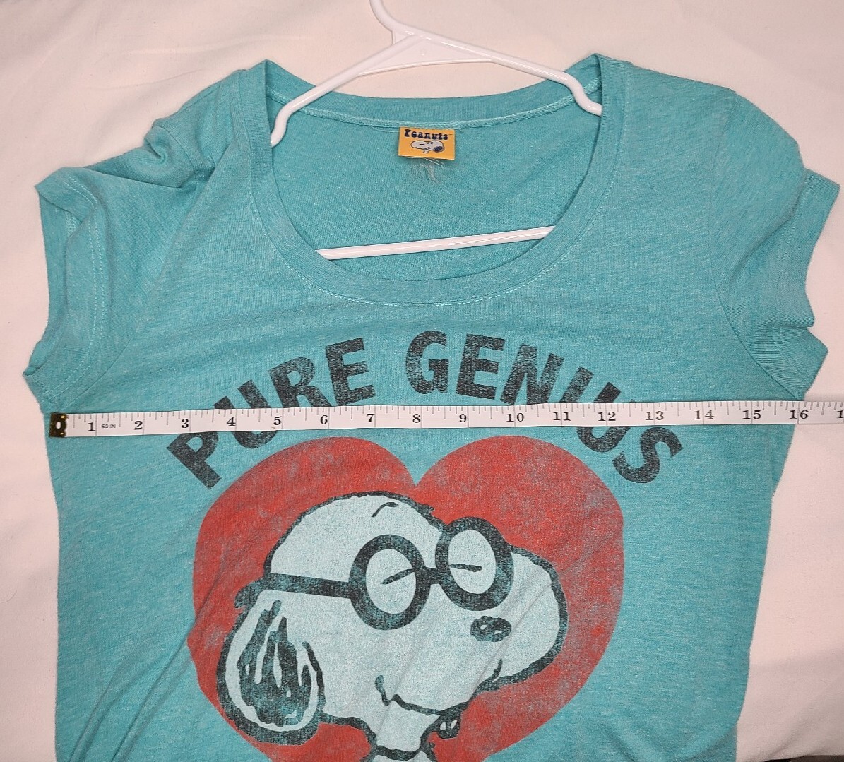 Peanuts T Shirt 16" Chest, 25" length Pure Genius Turquoise  View 3