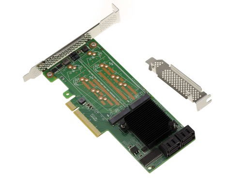 Carte PCIE 4x 4x SSD M.2 (M2 SATA) + 4x HDD SATA LSI SAS 2008 RAID 0 1 10 - Imagen 2 de 3