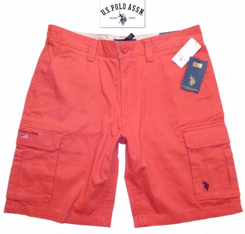 NUEVO CON ETIQUETAS $56.00 Talla 30/34/36/38/40 EE. UU. POLO ASSN Hombres Pantalones Cortos de Carga Beige, Rojo, Azul Nuevos - Imagen 13 de 34