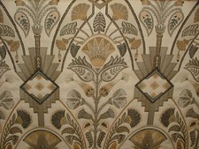 Art Deco Madison Soft Gold  Woven Jacquard Curtain Upholstery Cushion Fabric