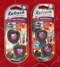 Refresh Your Car! Mini Diffuser Car Air Fresheners Mixed Berry 2 Packs (4 total)