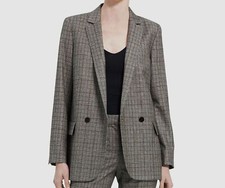576 Theory Women's Gray Wool Double Breasted Boy Blazer Size 6