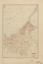 16" x 24" 1919 Map of Borneo. Malaysia